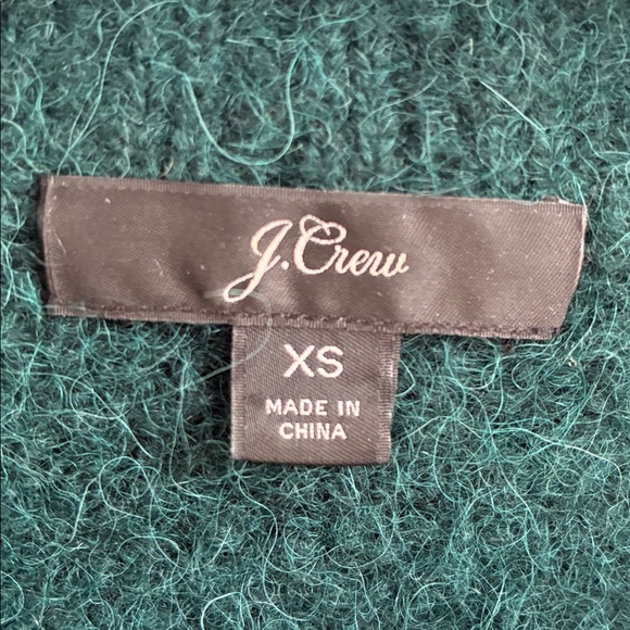 J. Crew Puff Sleeve Fuzzy Crewneck Sweater In Old Forest Alpaca Merino Blend XS - Picture 5 of 17
